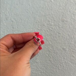 Silver Ring with Red Gemstone